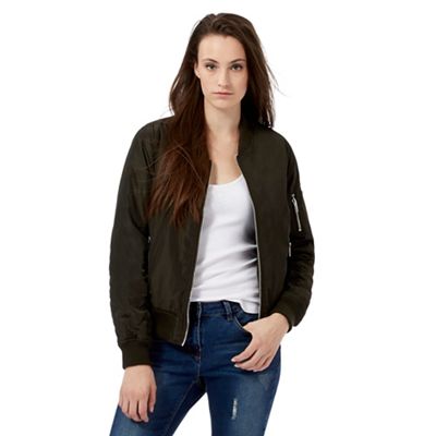Red Herring Green zip pocketed bomber jacket